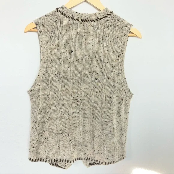 IVY Speckled Knit Sweater Vest Rustic Buttons Pockets Cottagecore L - Picture 5 of 5